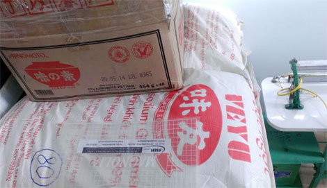 Hơn nửa tấn mỳ chính Trung quốc (vừa dạng nguyên liệu rời, vừa đã được đóng gói thành phẩm giả nhãn hiệu Ajinomoto) bị CAQ Bắc Từ Liêm thu giữ