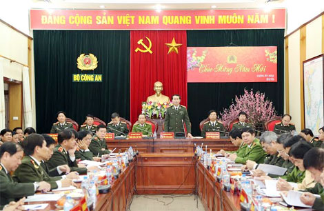 Đại tướng Trần Đại Quang, Ủy viên Bộ Chính trị, Bộ trưởng Bộ Công an phát biểu tại Hội nghị