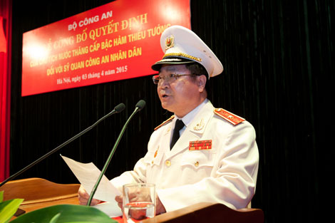Thiếu tướng Nguyễn Khắc Đức, Cục trưởng Cục Kỹ thuật nghiệp vụ I phát biểu tại buổi Lễ.