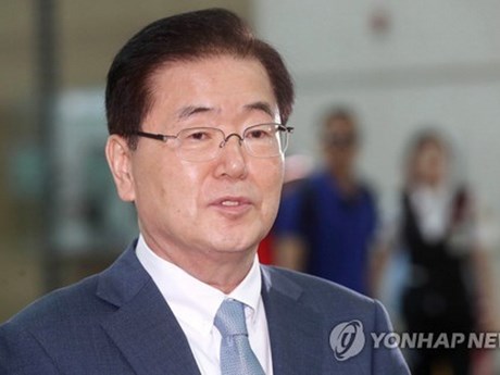 Ông Chung Eui-yong, Trưởng phái đoàn quan chức Hàn Quốc đến thăm CHDCND Triều Tiên từ ngày 5 đến 6-3. Ảnh: Yonhap