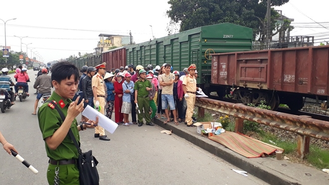 Hiện trường vụ TNGT đường sắt khiến ông N. tử vong.