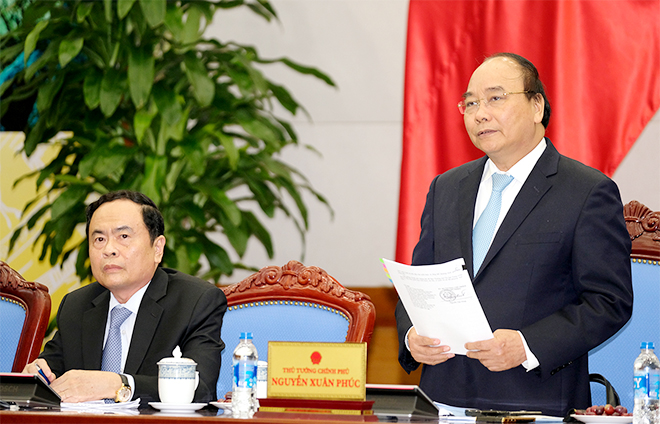 Thủ tướng Nguyễn Xuân Phúc phát biểu tại buổi làm việc. Ảnh: VGP/Quang Hiếu