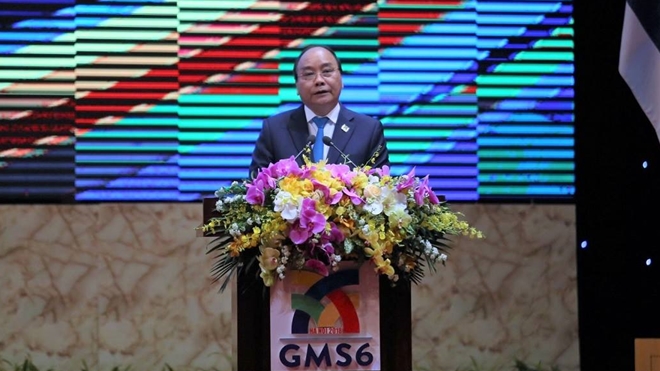 Thủ tướng Nguyễn Xuân Phúc phát biểu khai mạc Hội nghị Thượng đỉnh Hợp tác Tiểu vùng Mekong mở rộng lần thứ 6 (GMS-6).