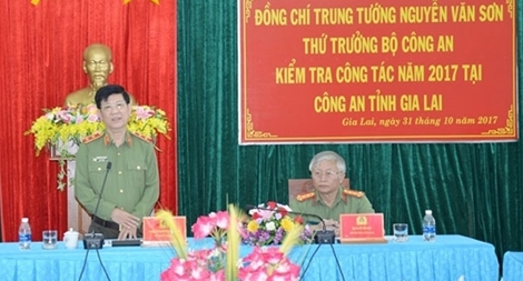 Thứ trưởng Nguyễn Văn Sơn kiểm tra công tác tại Công an tỉnh Gia Lai