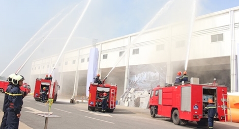 Diễn tập quy mô lớn chữa cháy và cứu nạn cứu hộ tại Công ty Honda Việt Nam