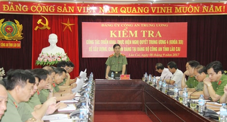 Đảng ủy Công an TƯ kiểm tra thực hiện NQ Trung ương 4 tại Công an tỉnh Lào Cai