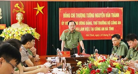 Thứ trưởng Nguyễn Văn Thành làm việc tại Công an tỉnh Hà Tĩnh