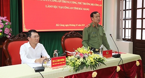 Thứ trưởng Lê Tấn Tới làm việc với Công an tỉnh Bắc Giang