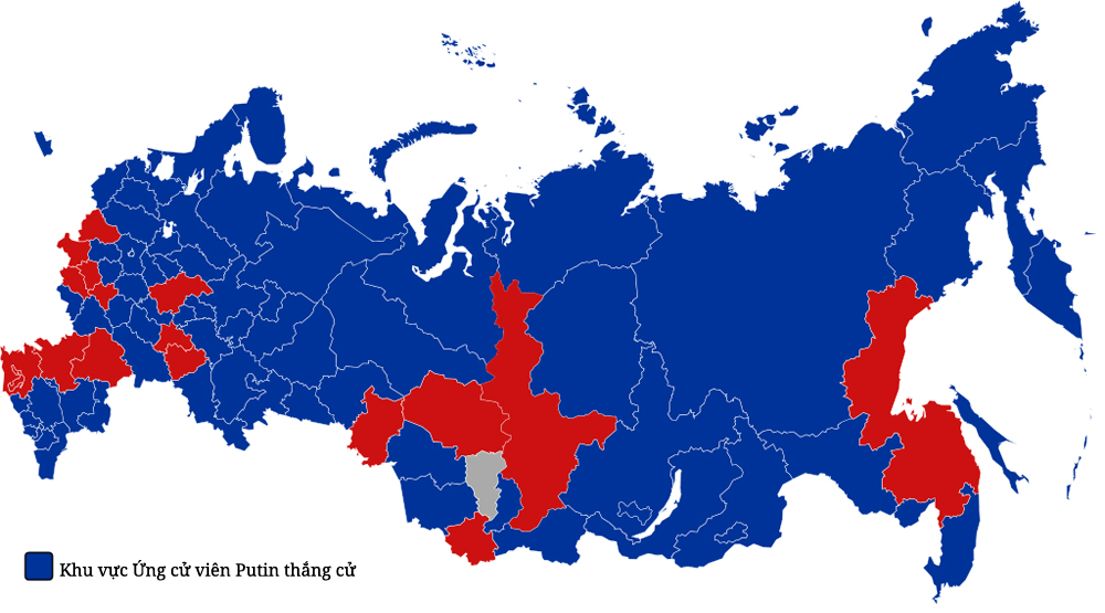Bản đồ hiển thị Cuộc bầu cử tại Nga năm 2000