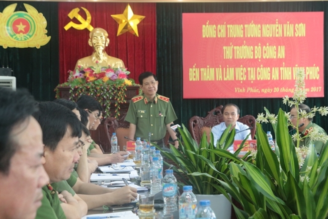 Thứ trưởng Nguyễn Văn Sơn thăm và làm việc tại Công an tỉnh Vĩnh Phúc