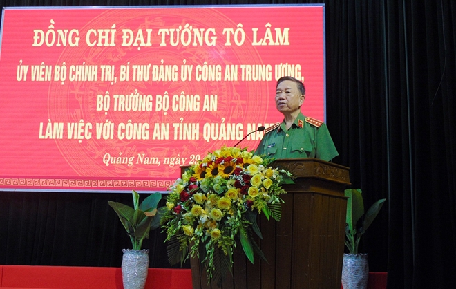 Bộ trưởng Tô Lâm làm việc với Công an tỉnh Quảng Nam