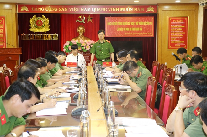 Thứ trưởng Nguyễn Duy Ngọc kiểm tra công tác tại Công an Thanh Hóa