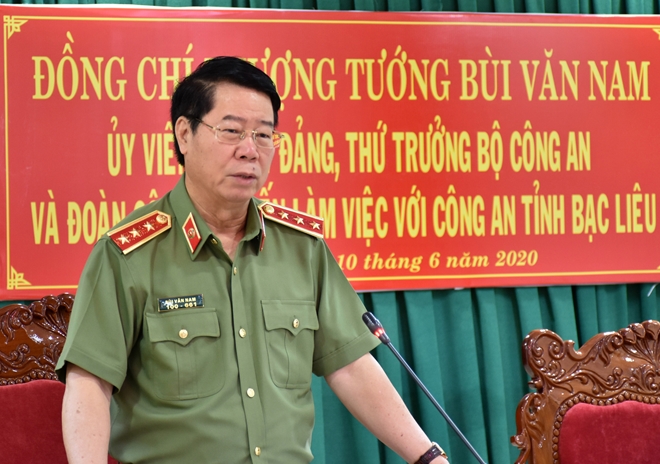 Thứ trưởng Bùi Văn Nam làm việc tại Công an tỉnh Bạc Liêu