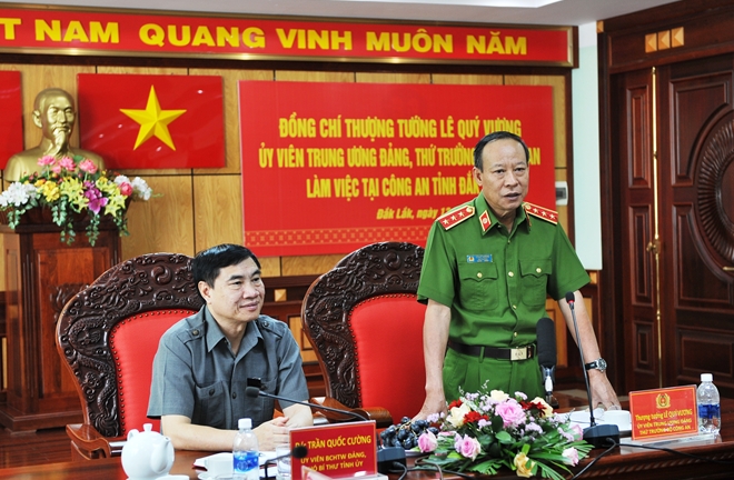 Thứ trưởng Lê Quý Vương làm việc với Công an Đắk Lắk