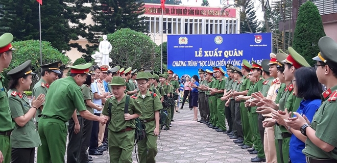 Thiếu nhi tham gia “Học làm chiến sỹ Công an” tại Cao Bằng