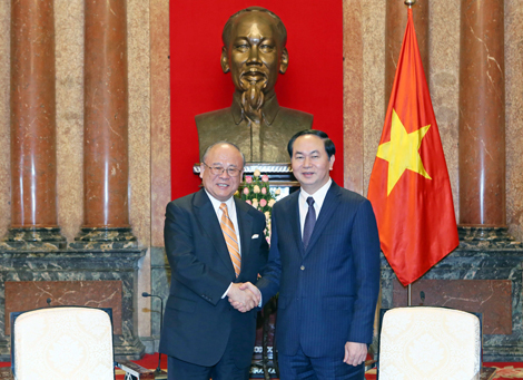 Chủ tịch nước Trần Đại Quang tiếp Cố vấn đặc biệt Liên minh Nghị sỹ Hữu nghị Nhật - Việt