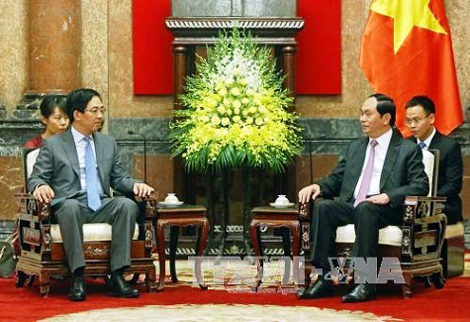 Chủ tịch nước Trần Đại Quang tiếp Đại sứ Trung Quốc Hồng Tiểu Dũng