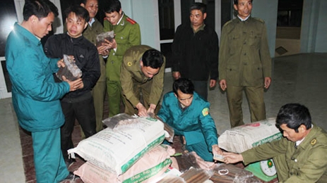 Bắt xe vận chuyển 2,5 tạ thuốc nổ