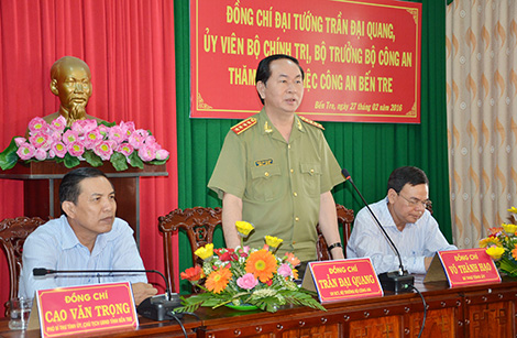 Bộ trưởng Trần Đại Quang làm việc tại Công an tỉnh Bến Tre