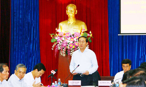 Bộ trưởng Trần Đại Quang dự Hội nghị kiểm tra công tác chuẩn bị bầu cử Quốc hội khóa XIV và công tác phòng chống hạn hán khu vực Tây Nguyên