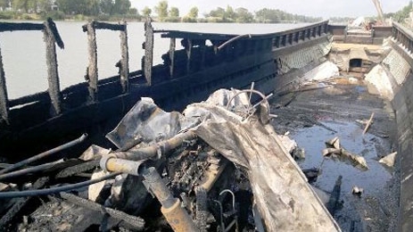 Cháy ghe chở lúa 150 tấn, thiệt hại nửa tỷ đồng