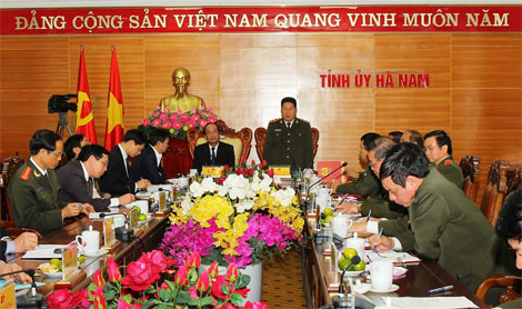 Thứ trưởng Bùi Văn Thành làm việc tại Hà Nam về việc quy hoạch cụm trường CAND