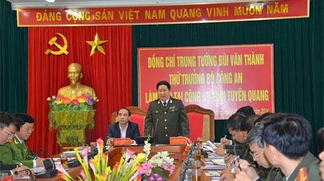 Thứ trưởng Bùi Văn Thành làm việc tại Công an tỉnh Tuyên Quang