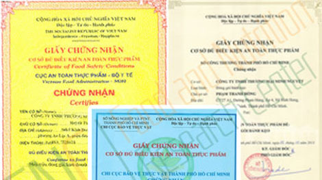 Hồ sơ cấp Giấy chứng nhận cơ sở đủ điều kiện an toàn thực phẩm