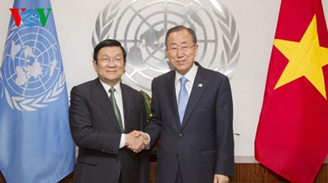 Chủ tịch nước Trương Tấn Sang hội kiến Tổng Thư ký LHQ