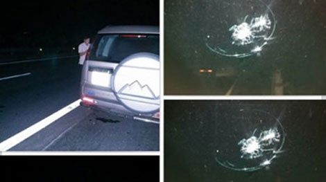 Ôtô đi trên cao tốc Nội Bài - Lào Cai liên tục bị ném đá