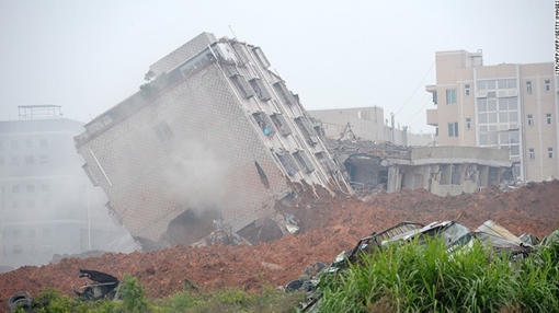 Trung Quốc: Khu vực bị lở đất, sập nhà là đất bồi