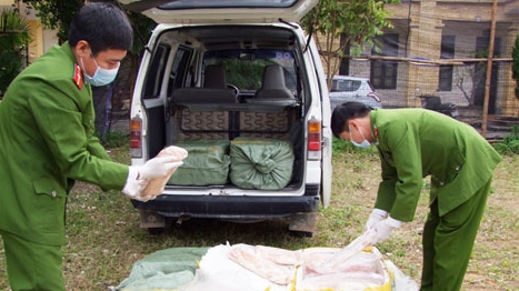 Một đêm bắt giữ 7 tạ nầm lợn nhập lậu từ Trung Quốc