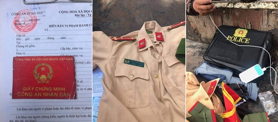 Nam thanh niên mang theo nhiều quân hàm Cảnh sát