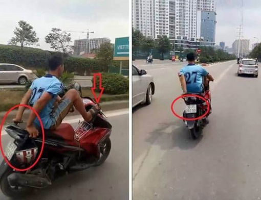 Xác định nam thanh niên điều khiển xe máy bằng chân đi vào đường BRT