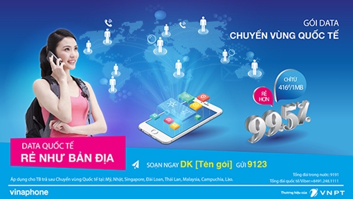 VinaPhone giảm cước Data Roaming tại Mỹ và một số nước Châu Á