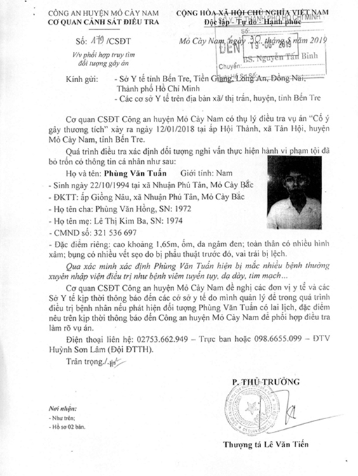 Đề nghị các cơ sở y tế phối hợp truy tìm đối tượng