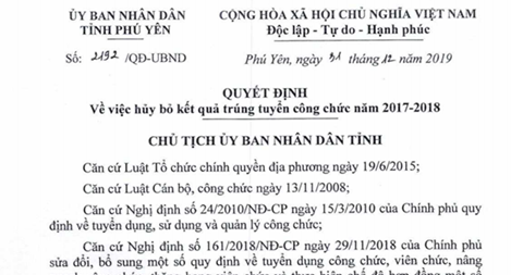 Hủy bỏ kết quả trúng tuyển một công chức vì chứng chỉ không hợp pháp