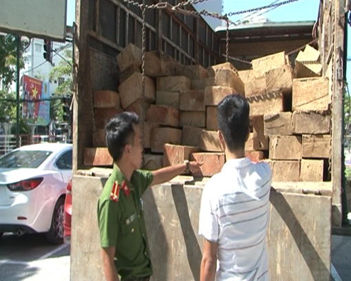 Tài xế xe tải chở thuê hàng chục phách gỗ lậu