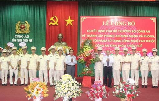 Thành lập phòng An ninh mạng và PCTP sử dụng công nghệ cao Công an tỉnh Thừa Thiên Huế