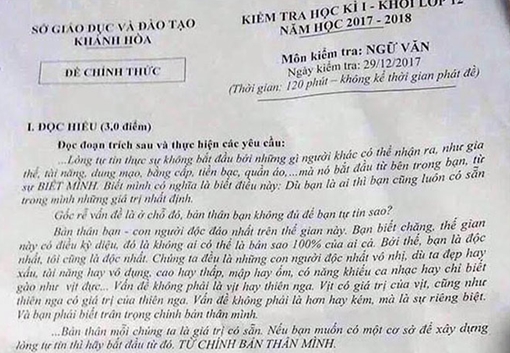 Truy xét nghi vấn lộ đề thi kiểm tra học kỳ lớp 12 ở Khánh Hòa