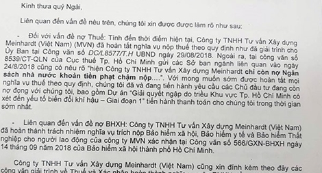 Nợ thuế kéo dài và từng xin “xóa nợ”, Công ty Meinhardt vẫn nói “chưa mất khả năng thanh toán” (?)