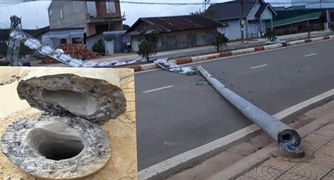 Trụ bê tông vào Langbiang gãy bất thường