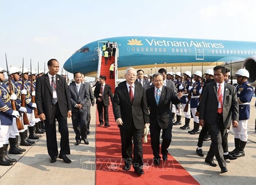 Tổng Bí thư, Chủ tịch nước bắt đầu chuyến thăm cấp nhà nước Vương quốc Campuchia