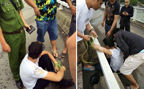 Thót tim cảnh ôtô đuổi cướp trên cầu Bính