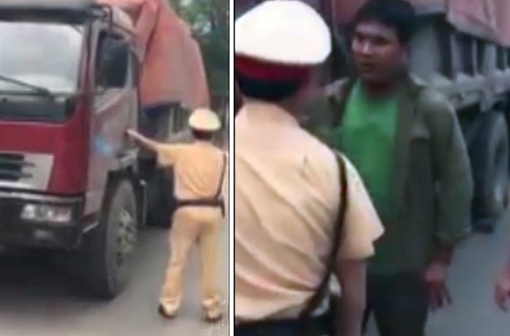 Vi phạm giao thông, xe tải chạy lùi trên đường Khuất Duy Tiến