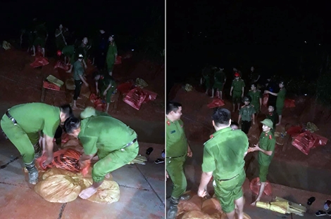 CBCS Công an đêm tối khắc phục sự cố sạt lở đường tràn, đập Khì