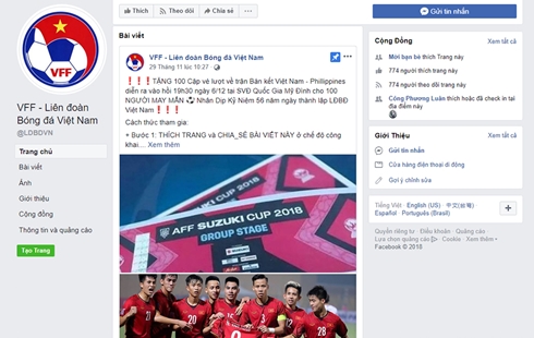 Lật tẩy chiêu lừa đảo tặng vé bán kết AFF Cup 2018 trên Facebook
