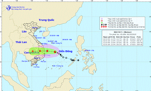 Bão số 5 giật cấp 10 tiến nhanh hướng Bình Định - Ninh Thuận