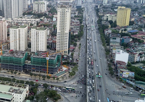 Rào chắn 1/2 mặt đường Vành đai 3 trên cao phục vụ thi công