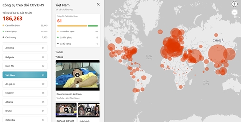 Microsoft cung cấp cho người dùng bản đồ dịch bệnh COVID-19